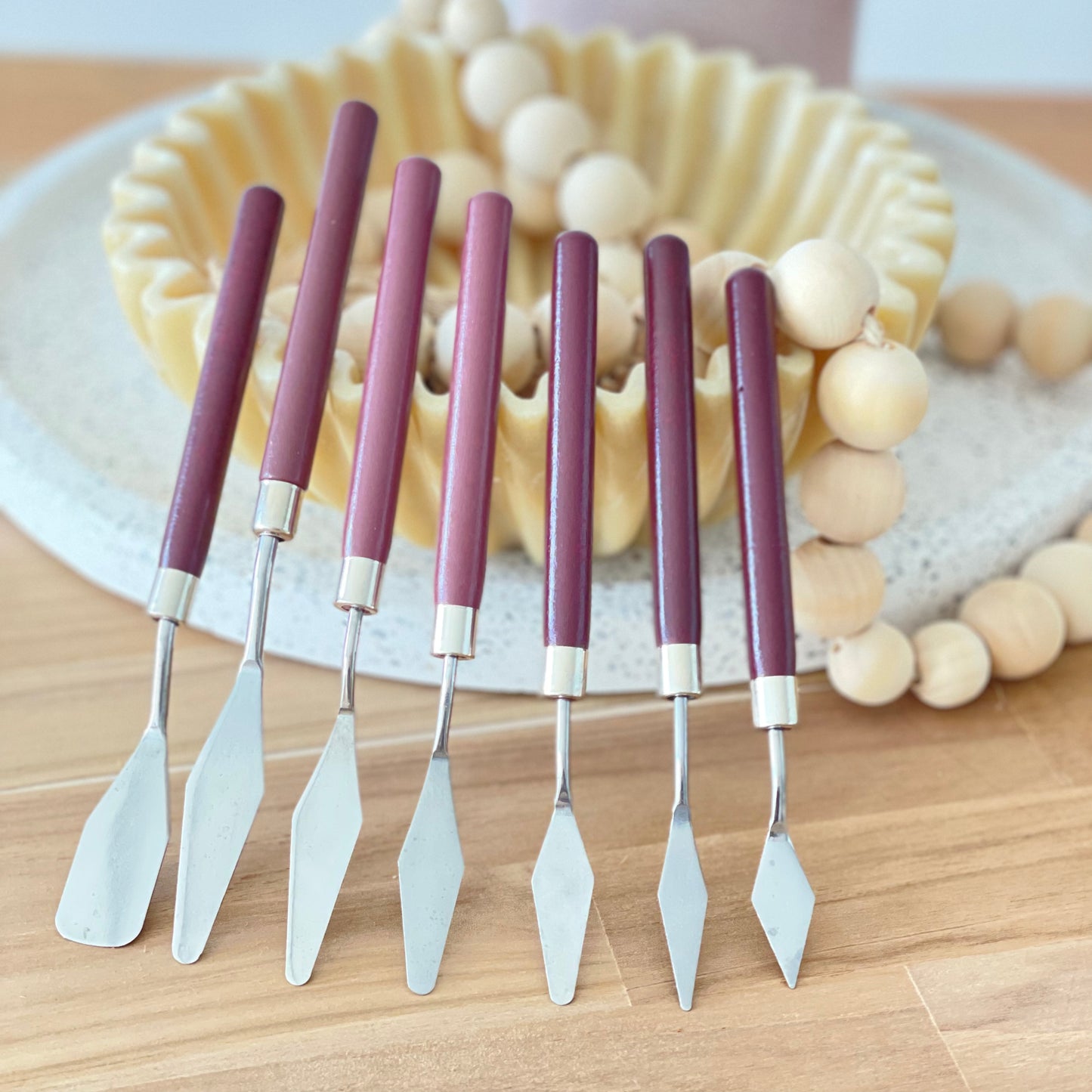 Buttercream Palette Knife - 7 piece set - Dark Timber Handles